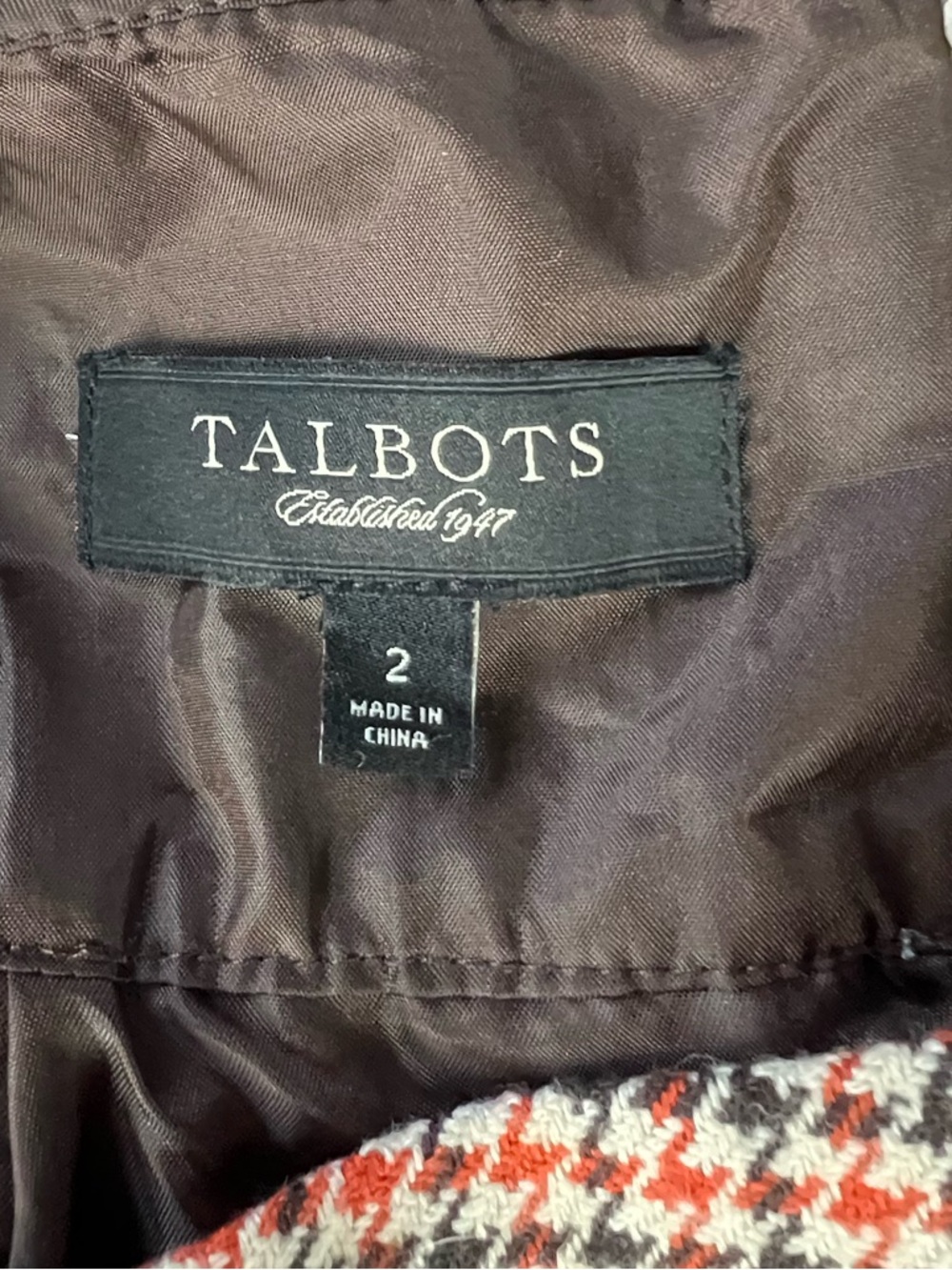 Talbots Brown Houndstooth Asymmetrical Midi Skirt Size 2 - Picture 10 of 11